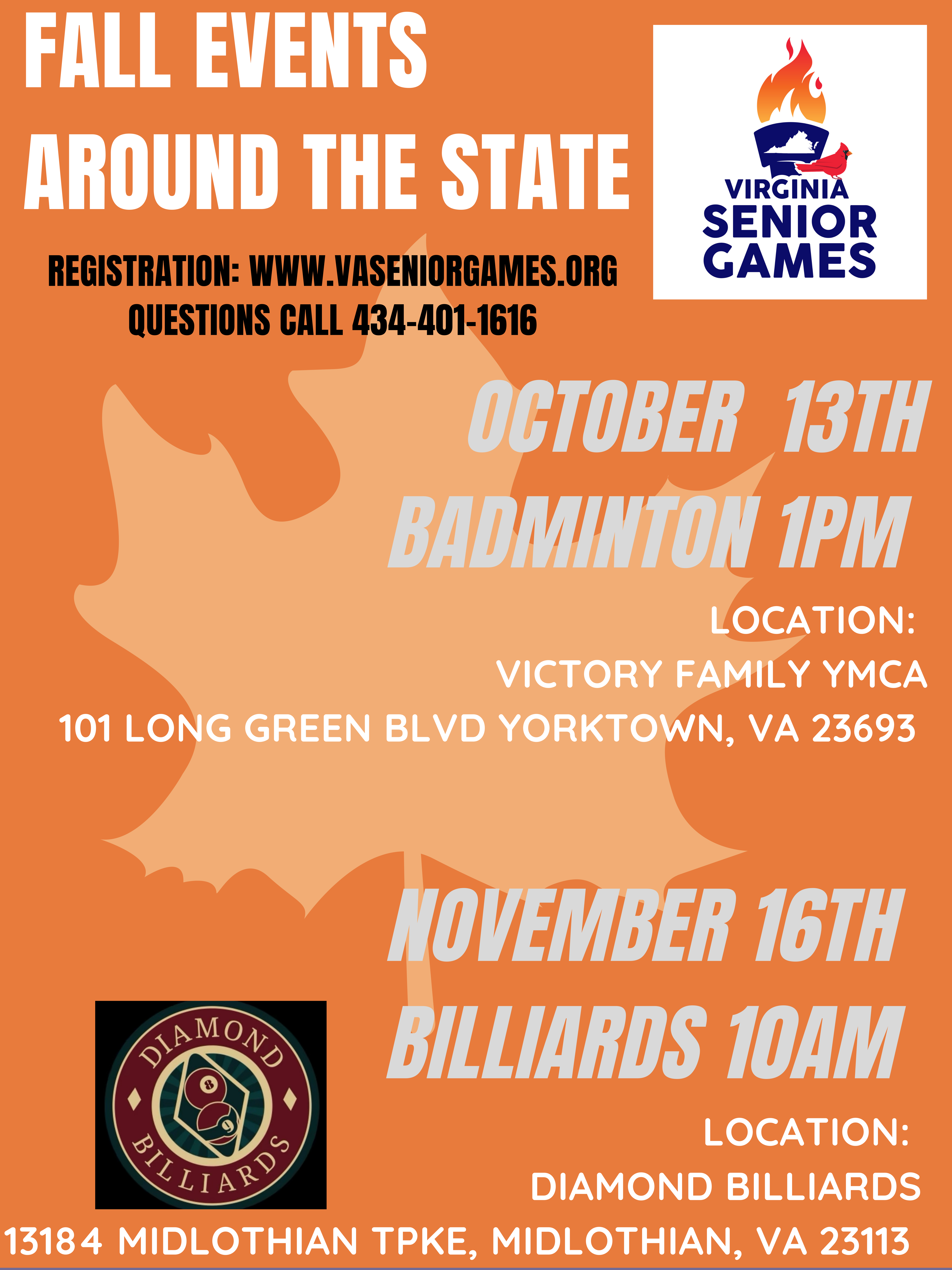 2024 Fall VA Senior Games Events